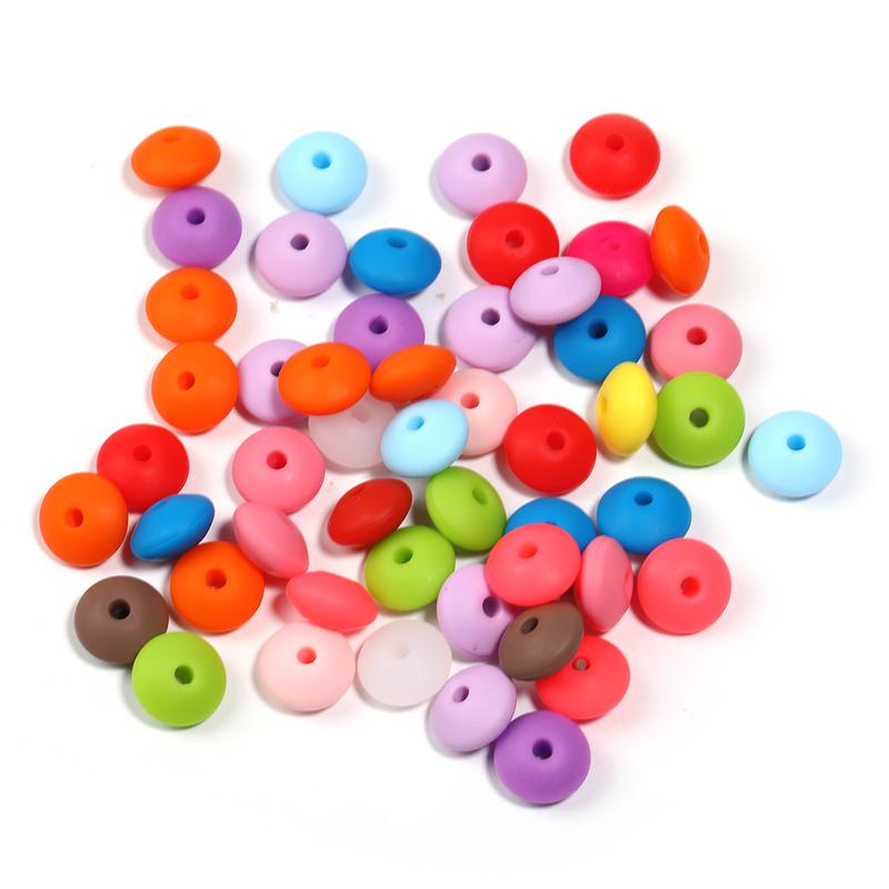 {B170} Beads for DIY Projects: 15mm Round, Mixed Color, 30Qty PRINT, 50Qty SOLID Silicone Beads - B170