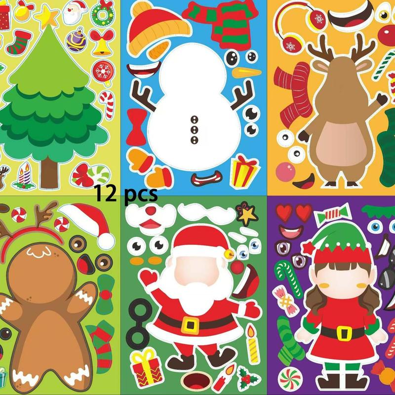 Christmas Themed Sticker, 12pcs set Creative Christmas DIY Sticker, Decorative Sticker for Scrapbooking, Journaling, Gift Wrapping