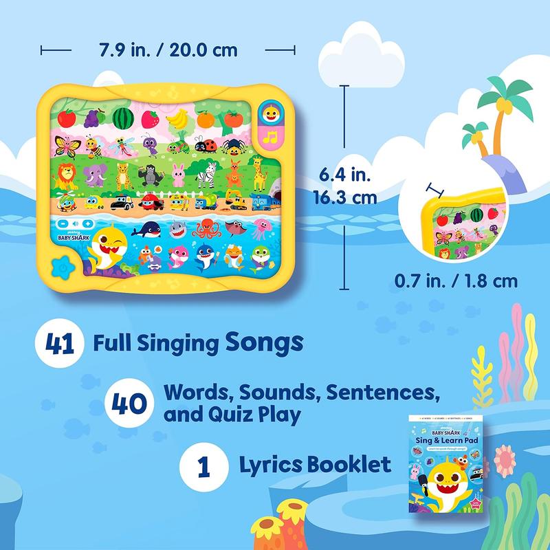 Baby Shark First Sing & Learn Pad Toys, Interactive Learning Toys For Toddlers 1-3