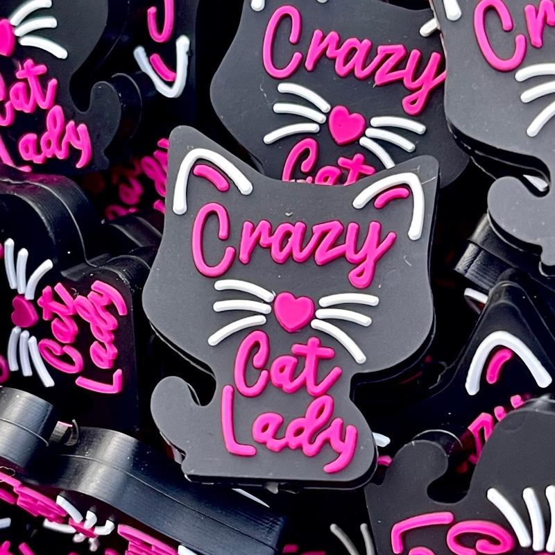 Crazy Cat Lady Silicone Focal Beads | Cat Beads | Colorful Bead | Cat Momma Bead | Cat Lady Beads