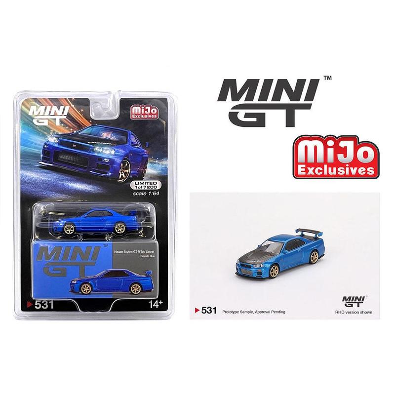 MiniGT 1:64 Nissan Skyline GT-R (R34) Top Secret Bayside – Blue – MiJo Exclusive #531