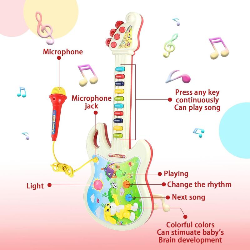 Kids Guitar and Microphone Toys, Pretend Play Musical Instruments Educational Toys for Age 2 3 4 5 6 Girls Boys Birthday Christmas  Gifts