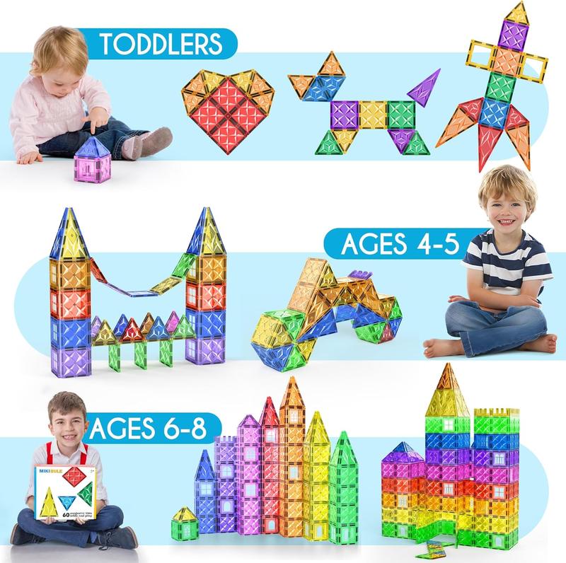 50 Pieces – STEM Educational Magnet Tiles for Kids, Encourage Creativity, Learning & Fun, Great Gift for Children building toys magnetic magnet  tiles