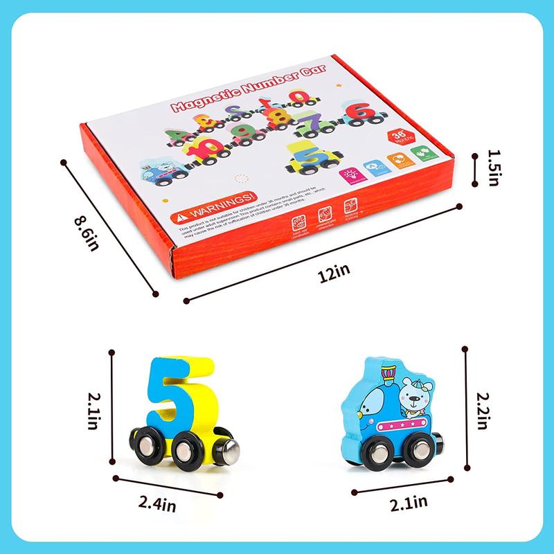 Montessori Toys 12 PCS Number Train Toys for 3 4 5 Year Old, Wooden Stronger Magnet Train Set Toy for Boys Girls Christmas Train