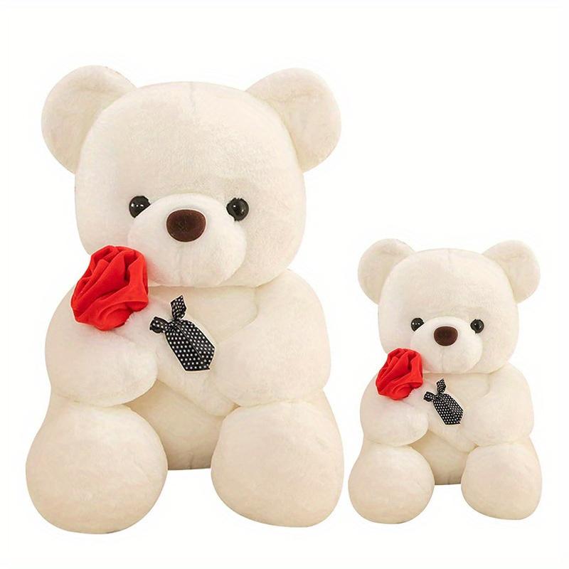 9.8inch Stuffed Teddy Bear Dolls with Rose, Soft Plush Animal Toys for Valentine's Day Her  Girlfriend Lover Mom Kids Gifts teddybears