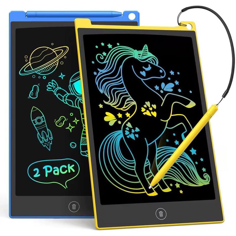 2 Pack LCD Writing Tablet, 10 Inch Colorful Doodle Board Drawing Tablet for Kids, Kids Travel Learning Toys Christmas Birthday Gifts for 3 4 5 6 Year Old Boys and Girls Toddlers TECJOE