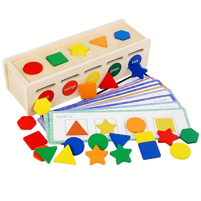 Children's Montessori Educational Toys, Wooden Color Shape Sorting Box, Early Education Building Blocks Puzzles, Educational Toys Halloween Thanksgiving Day Christmas gift Easter Gift，Toy Master