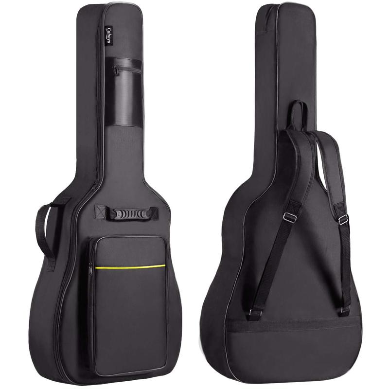 CAHAYA 41 Inch Acoustic Guitar Bag 0.35 Inch Thick Padding Water Resistent Dual Adjustable Shoulder Strap Guitar Case Gig Bag with Back Hanger Loop, Black