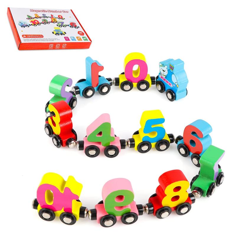 Montessori Toys 12 PCS Number Train Toys for 3 4 5 Year Old, Wooden Stronger Magnet Train Set Toy for Boys Girls Christmas Train