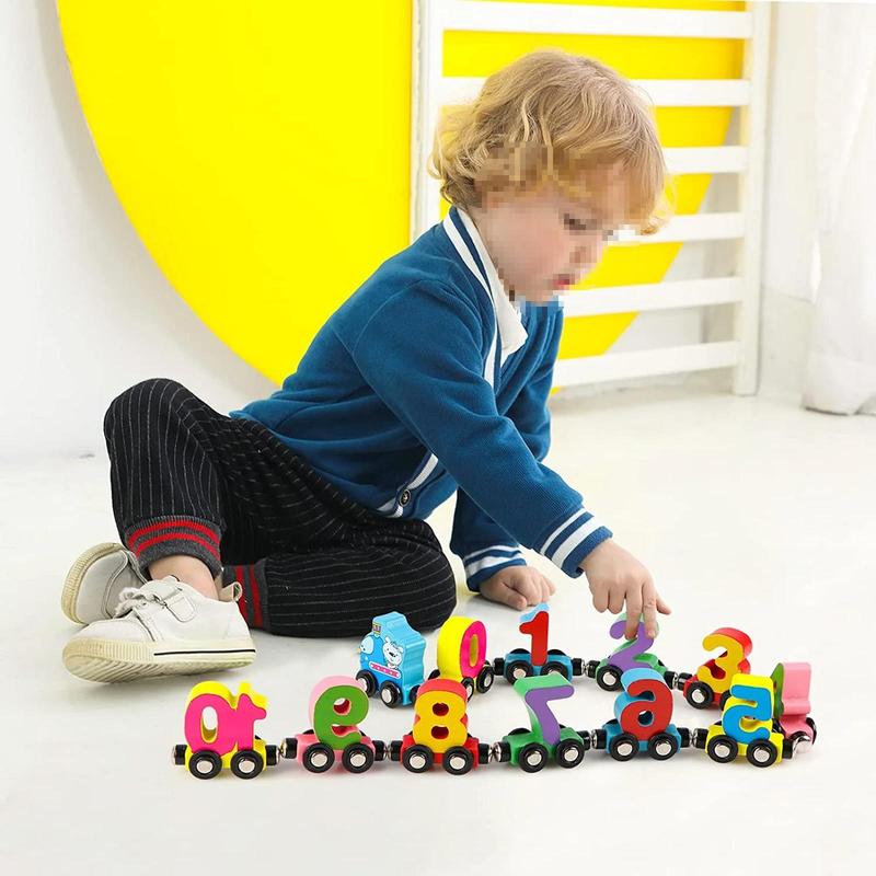 Montessori Toys 12 PCS Number Train Toys for 3 4 5 Year Old, Wooden Stronger Magnet Train Set Toy for Boys Girls Christmas Train