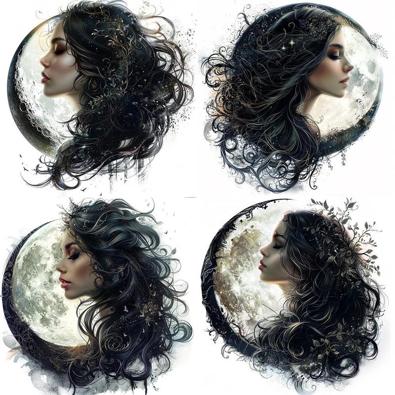 Gothic Moonlight Goddess Pattern Sticker, 20pcs set Decorative Sticker, Art Stickers for Scrapbooking, Journaling, Gift Decor, DIY Crafts