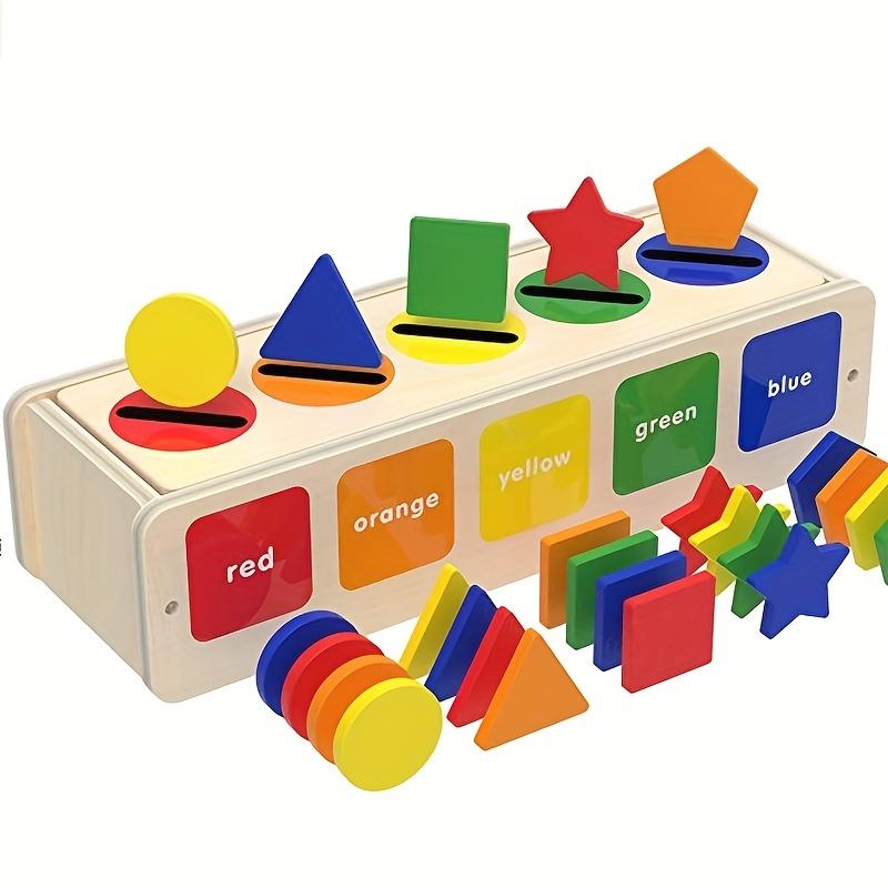 Children's Montessori Educational Toys, Wooden Color Shape Sorting Box, Early Education Building Blocks Puzzles, Educational Toys Halloween Thanksgiving Day Christmas gift Easter Gift，Toy Master