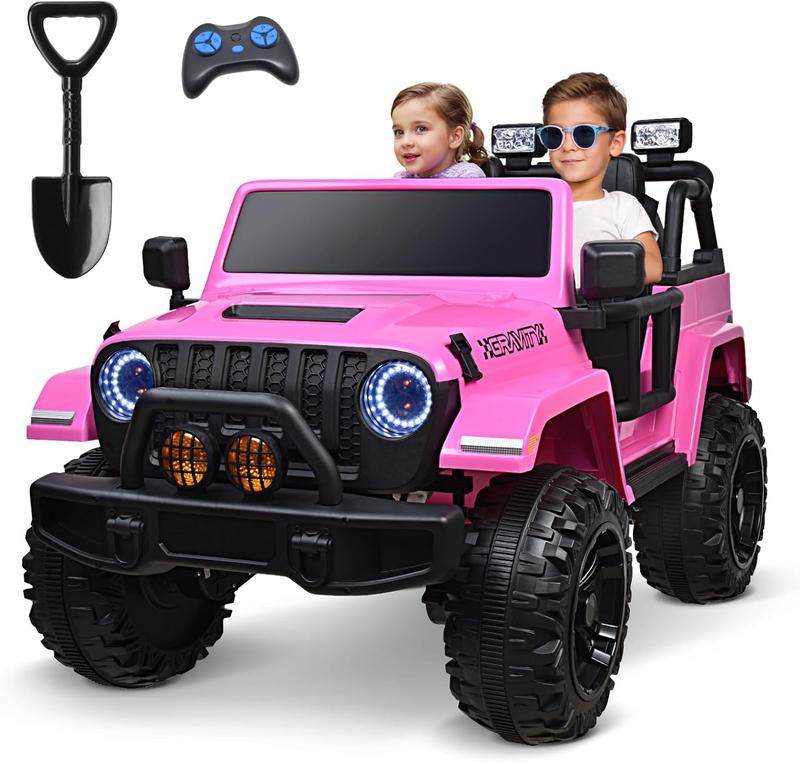 Blue Black Green Grey Pink 24V Ride on Truck 2 Seater Kids Electric Car Battery Powered Motorized 4WD, with 300W Powerful Motors, Large Battery, 2.4G Remote Control, Suspension System, Music & LED Headlight,Christmas Gift