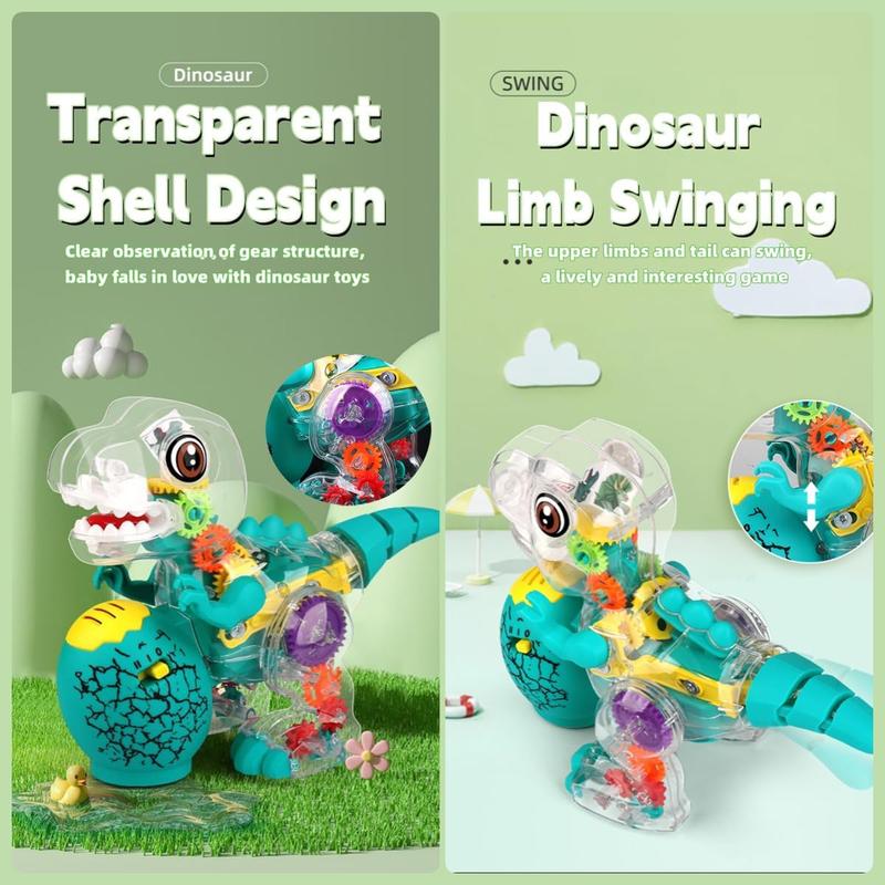 Light-up Transparent Dinosaur Toy for Kids, Moving Dinosaur Toy with Colorful Gears, STEM Toys for Toddlers,Birthday Gifts Idea for Kids