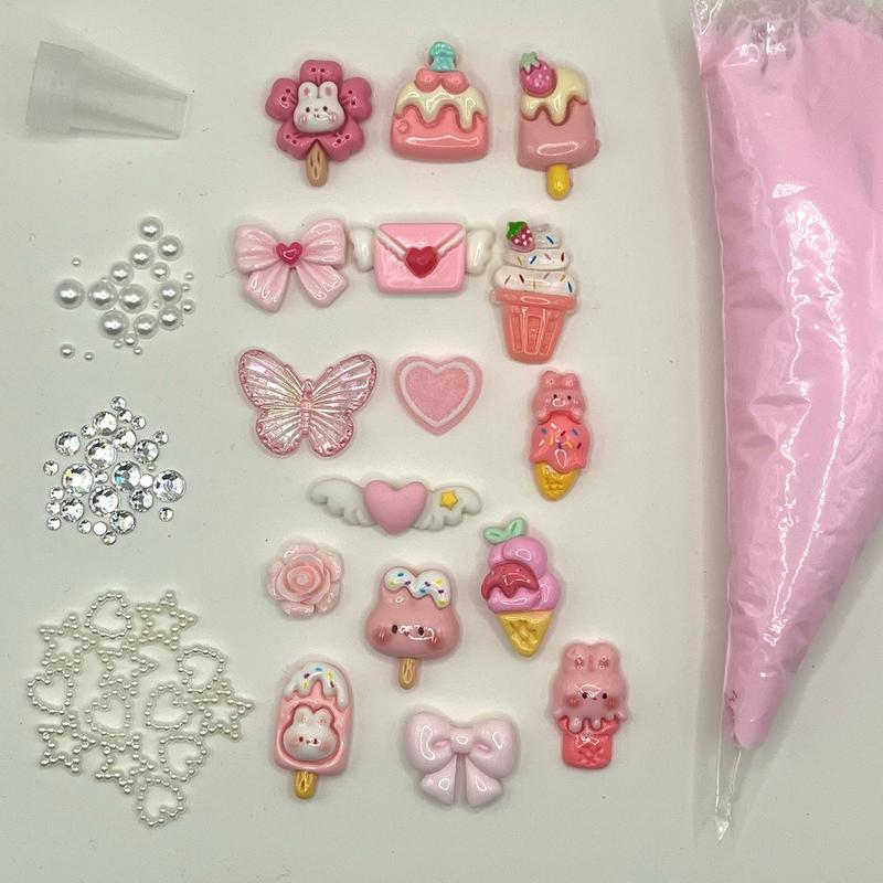 DIY Decoden Charm Cream Glue Craft Kit, Decoden Cream Glue and Charm Kit, Decoden Cream Glue, Decoden Charms, Decoden Supplies, Decoden Kits, Decoden Phone Case,  Charms, Cabochons, Jewelry Box, Customization