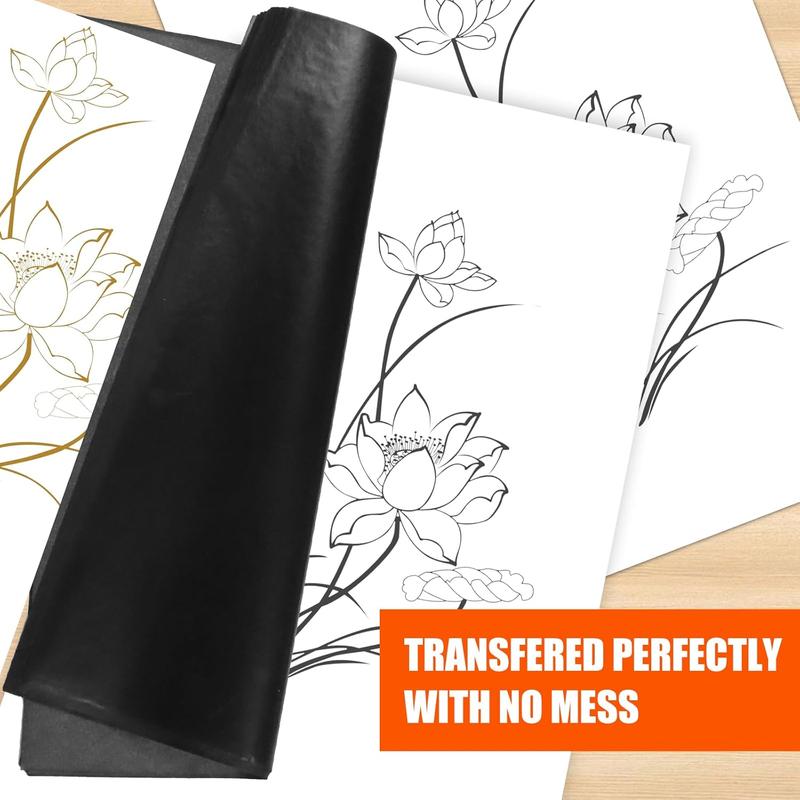 200 Sheets Carbon Paper Black Graphite Paper Transfer Tracing Paper and 5 Pieces Ball Embossing Styluses for DIY Woodworking