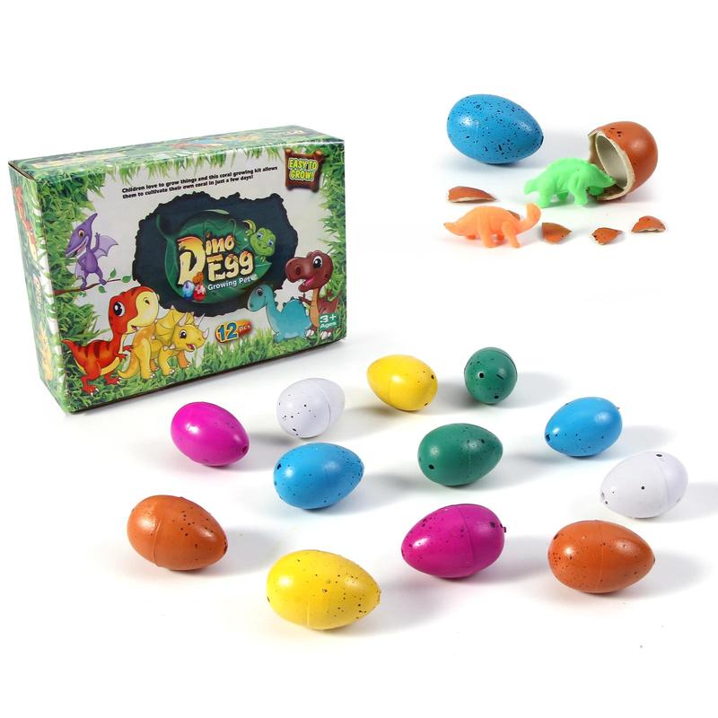 Hatching Dinosaur Eggs, 12pcs set Crack Colorful Grow Dino Egg That Hatch in Water Growing Pet Birthday Easter Party Favors Gifts for Kids