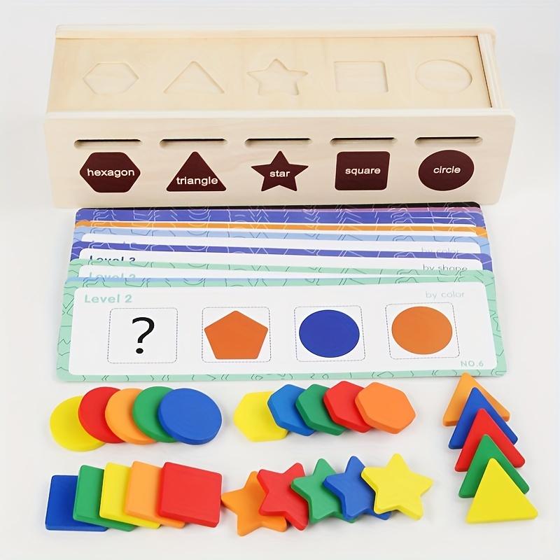 Children's Montessori Educational Toys, Wooden Color Shape Sorting Box, Early Education Building Blocks Puzzles, Educational Toys Halloween Thanksgiving Day Christmas gift Easter Gift，Toy Master