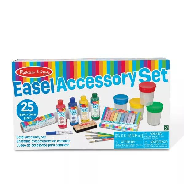 Melissa & Doug Easel Accessory Set - Paint, Cups, Brushes, Chalk, Paper, Dry-Erase Marker