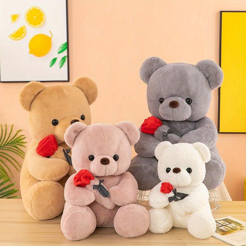 9.8inch Stuffed Teddy Bear Dolls with Rose, Soft Plush Animal Toys for Valentine's Day Her  Girlfriend Lover Mom Kids Gifts teddybears