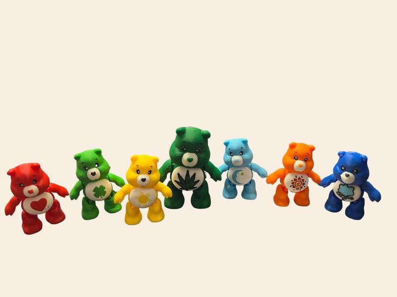 3D printed multicolored articulated mini Care bears figurines done in PLA plastic great for decoration Decorative set No 1 Blue Building Statues & Figurines smiskifigurines