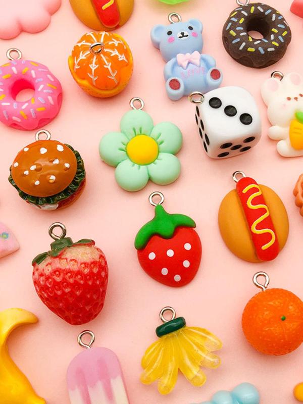 Mixed Color Cute Cartoon Animal & Food & Fruit Design Beaded (10 20pcs), DIY Jewelry Accessories for Bracelet & Necklace & Earrings for Women & Girls