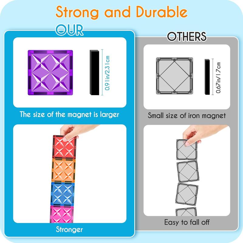 50 Pieces – STEM Educational Magnet Tiles for Kids, Encourage Creativity, Learning & Fun, Great Gift for Children building toys magnetic magnet  tiles