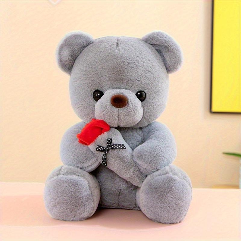 9.8inch Stuffed Teddy Bear Dolls with Rose, Soft Plush Animal Toys for Valentine's Day Her  Girlfriend Lover Mom Kids Gifts teddybears