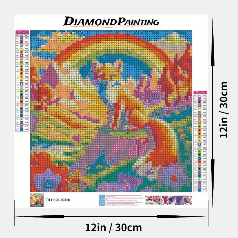 Cartoon Fox Pattern Diamond Painting Kit Without Frame, DIY 5D Diamond Painting by Numbers Kit, Wall Art Decor