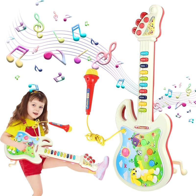 Kids Guitar and Microphone Toys, Pretend Play Musical Instruments Educational Toys for Age 2 3 4 5 6 Girls Boys Birthday Christmas  Gifts