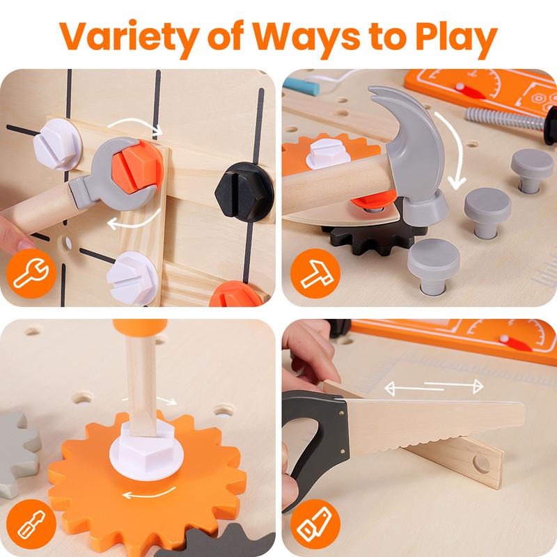 Joylike Wooden Tool Construction Table set Pretend Play Ideal Holiday Gift for Kids