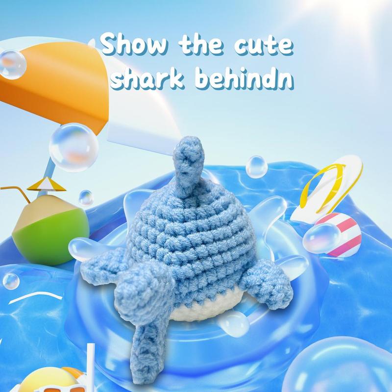 Shark Design Complete Crochet Kit, 1 Set Cute Animal Crochet Starter Set with Instructions & Random Accessories, DIY Handmade Knitting Supplies for Beginners