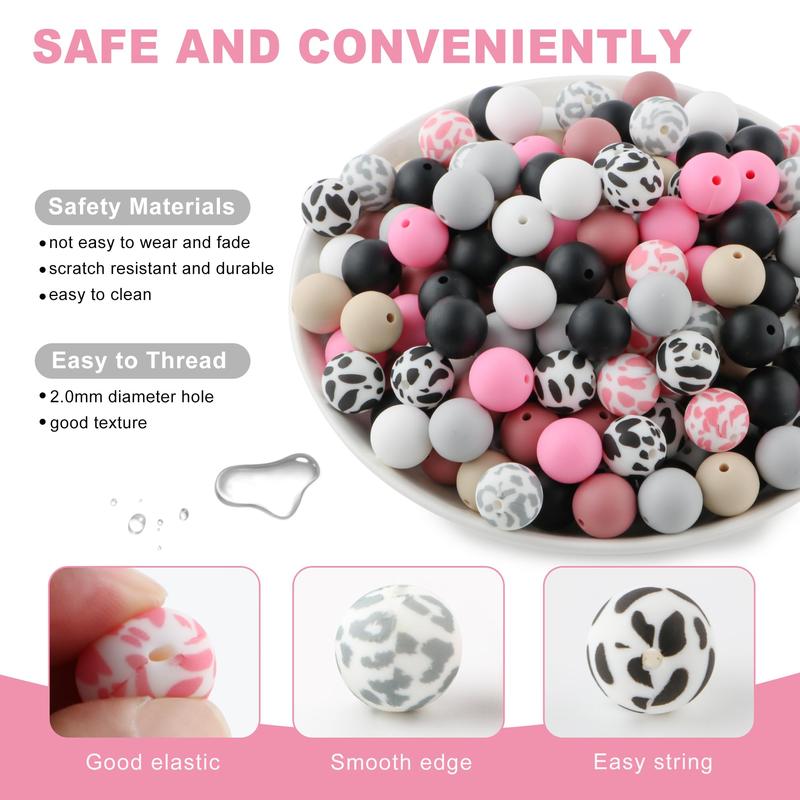 Mixed Color Bead (45pcs set), Silicone Round Bead, DIY Handmade Necklace, Plastic Pen Bead, Keychain, Car Decoration Chain, Bag Chain, Mobile Phone Chain, Bracelet Jewelry Supplies