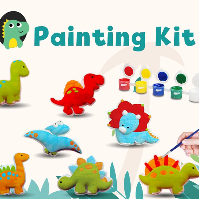 KIDDYCOLOR Kids Arts & Crafts Plaster Painting Craft Kit Art Set - Decorate Your Dinosaurs and Create Your own Dinosaur World as a Gift for Toddler 3-12