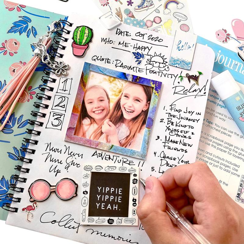 DIY Diary Set for girls ages 8-14, 63 gift ideas for teens and teen girls 8 9 10 11 12 13 14+ years old, birthday gifts for teen girls, scrapbook set and diary supplies set