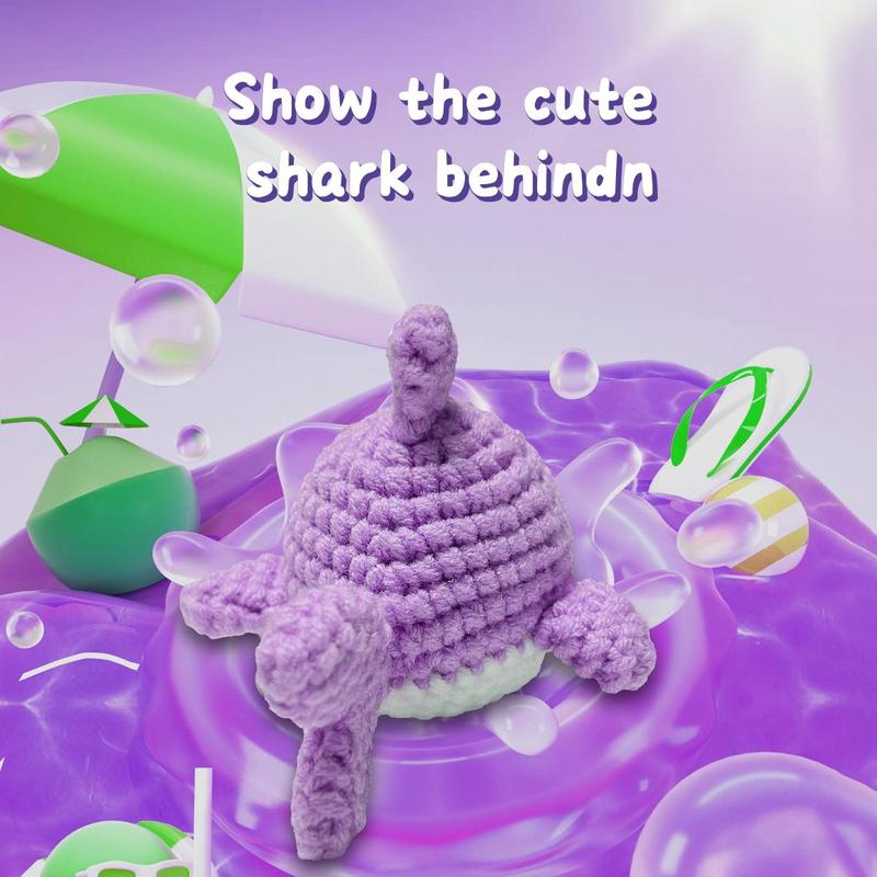 Shark Design Complete Crochet Kit, 1 Set Cute Animal Crochet Starter Set with Instructions & Random Accessories, DIY Handmade Knitting Supplies for Beginners