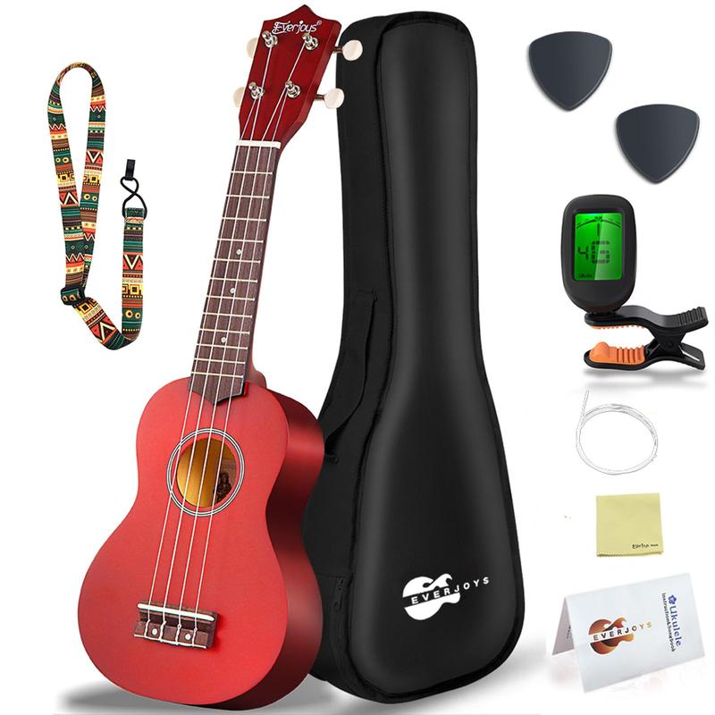 Soprano Ukulele Beginner Pack-21 Inch w Free Online Lesson Gig Bag Fast Learn Songbook Digital Tuner Pick Polishing Cloth All in One Kit