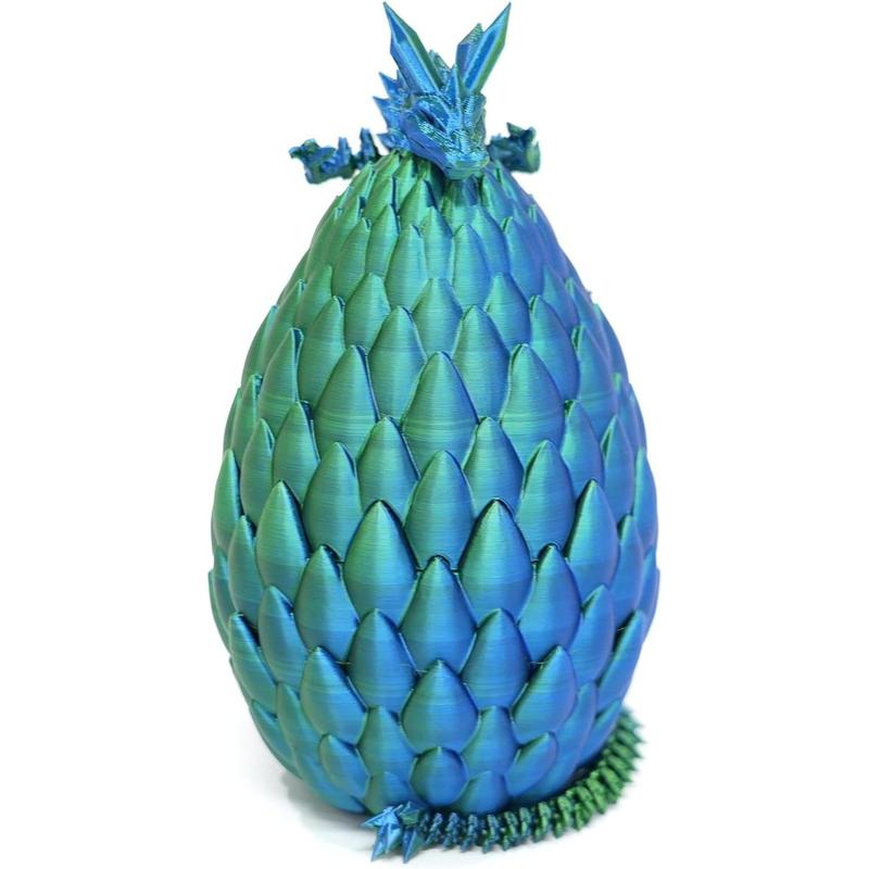 Dragon Egg- Gold - Surprise Egg with Flexible Pearly Sheen Dragon, 3D Printed Gift Toy, Figurine Decor