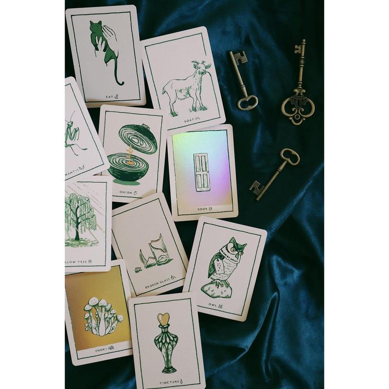 Green Glyphs Oracle Cards with Prismatic Gold Accents and 80-page Guidebook