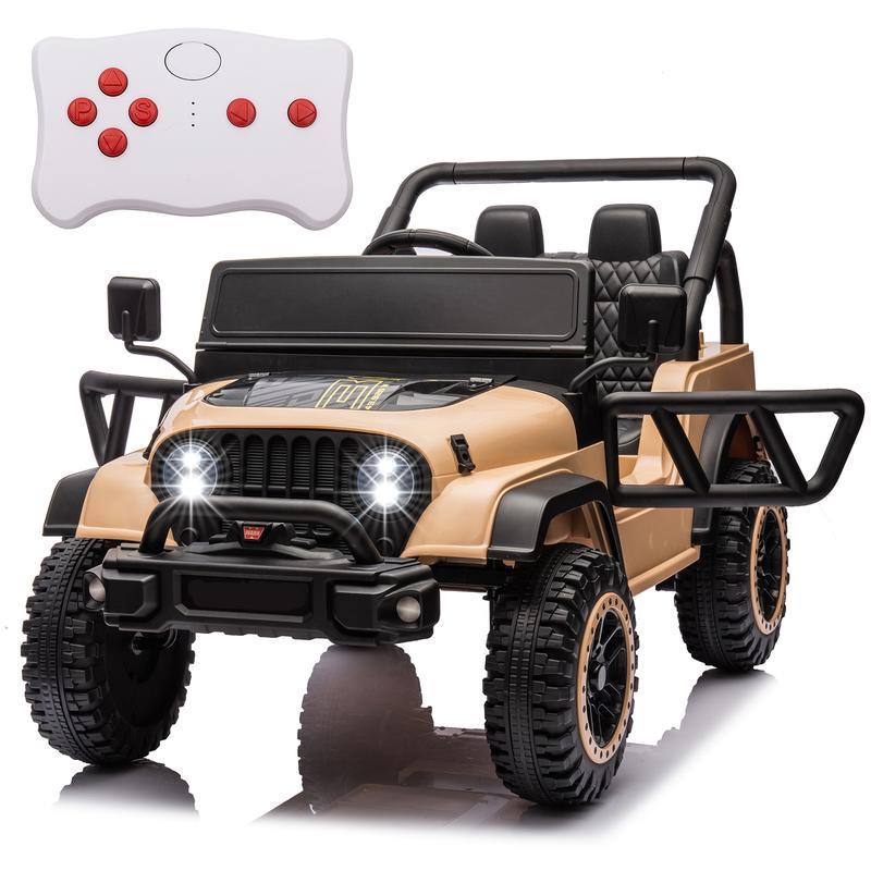 POSTACK 24 Volt Ride on Toys for Boys Girls, 4x4 Kids Ride on Car with Parental Remote Control, Power 4 Wheels Electric Car for Kids to Drive, 24V Kids UTV with Music, Bluetooth for Boys Girls, Khaki