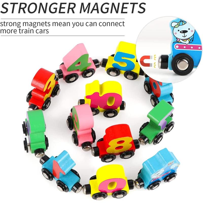 Montessori Toys 12 PCS Number Train Toys for 3 4 5 Year Old, Wooden Stronger Magnet Train Set Toy for Boys Girls Christmas Train