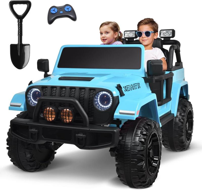 Blue Black Green Grey Pink 24V Ride on Truck 2 Seater Kids Electric Car Battery Powered Motorized 4WD, with 300W Powerful Motors, Large Battery, 2.4G Remote Control, Suspension System, Music & LED Headlight,Christmas Gift