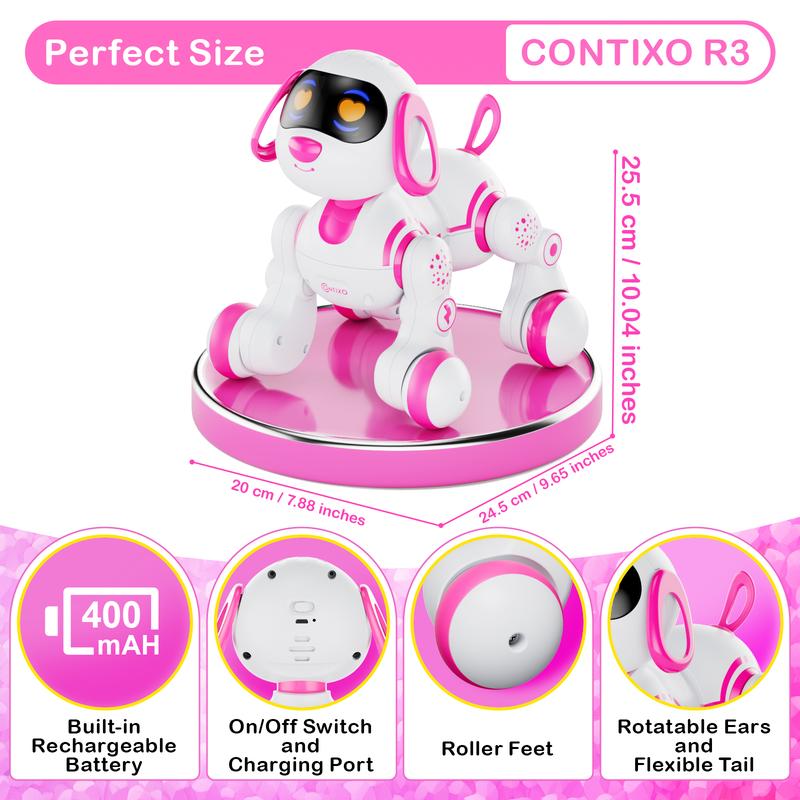 Contixo Smart Puppy, Kids & Toddlers Ages 3-8, Interactive Learning Robot Dog Toy, Remote Control, Lights & Sounds, Boys & Girls Gesture Sensing remote control