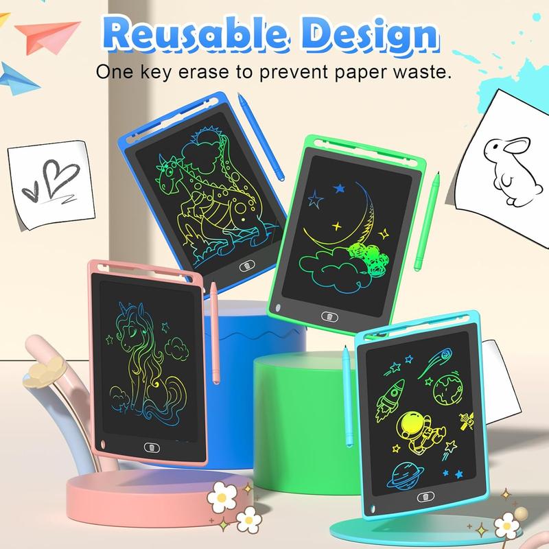 4 Pack LCD Writing Tablet for Kids, 8.5 Inch Colorful Doodle Board Drawing Tablet, Educational Learning Toys Birthday Gifts for Boys Girls Age 3 4 5 6 7 8