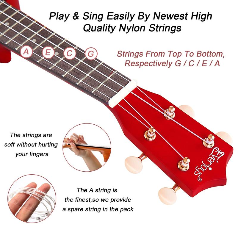 Soprano Ukulele Beginner Pack-21 Inch w Free Online Lesson Gig Bag Fast Learn Songbook Digital Tuner Pick Polishing Cloth All in One Kit