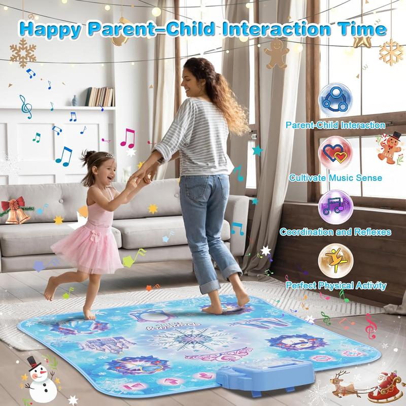 Dance Mat, 2024 8-Button Frozen Dance Pad with Wireless Bluetooth, Upgraded Flowing Light Control System with Stands, Princess Toys Birthday Christmas for 3-12 Year Old Girls