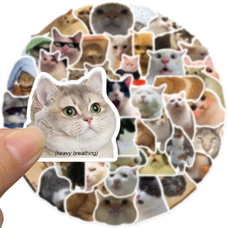 Cat Pattern Sticker, Cute Funny Decorative Stickers, Self-adhesive Sticker for DIY Scrapbook & Journal & Gift Wrapping & Phone Case