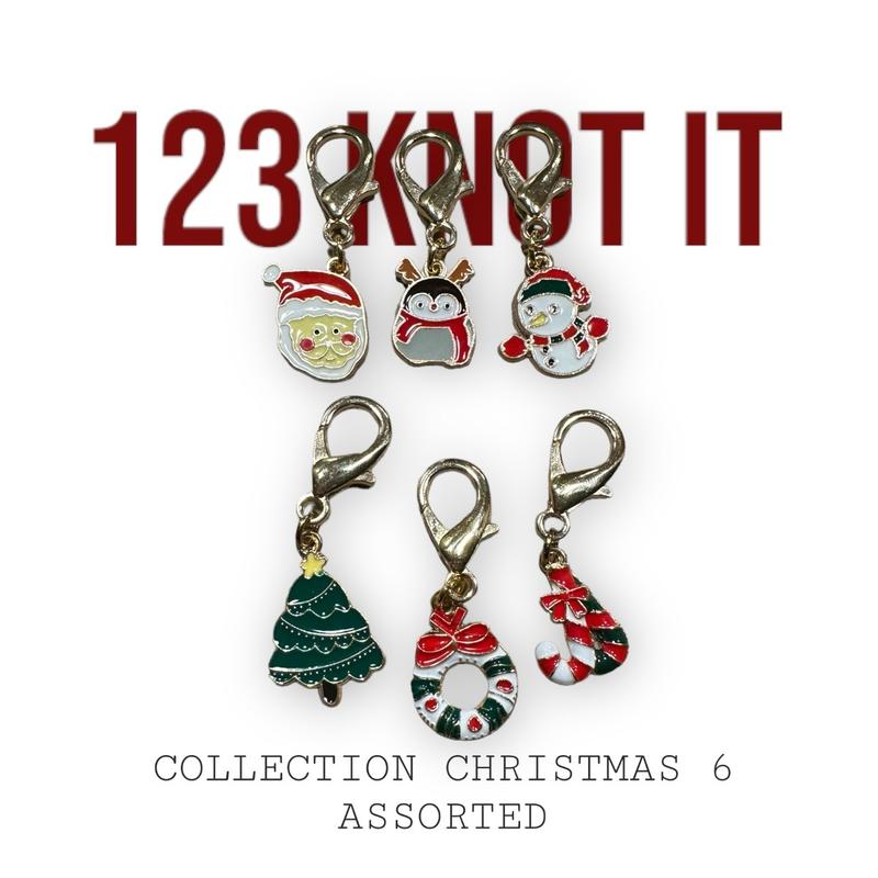 Collection Christmas 6 assorted stitch markers set with medium clasps