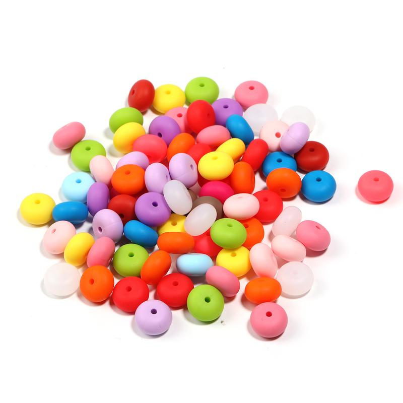 {B170} Beads for DIY Projects: 15mm Round, Mixed Color, 30Qty PRINT, 50Qty SOLID Silicone Beads - B170