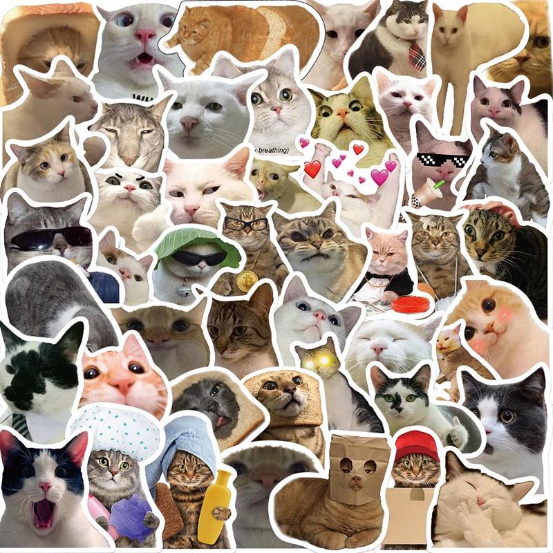 Cat Pattern Sticker, Cute Funny Decorative Stickers, Self-adhesive Sticker for DIY Scrapbook & Journal & Gift Wrapping & Phone Case